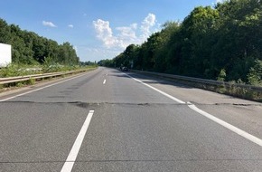 Polizeipräsidium Südhessen: POL-DA: Bensheim: Fahrbahndecke auf A5 hebt sich hitzebedingt