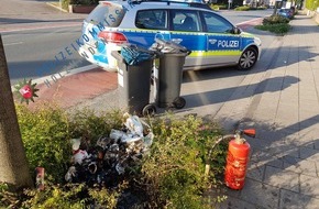 Polizeiinspektion Hameln-Pyrmont/Holzminden: POL-HM: Betrunkene zünden auf dem Heimweg gelben Sacke am Straßenrand an