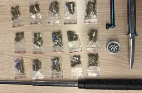 Bundespolizeiinspektion Flensburg: BPOL-FL: Rauschgift, Schlagstock und Messer am Bahnhof sichergestellt