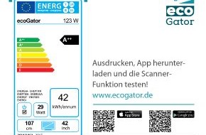co2online gGmbH: ecoGator findet sparsame Haushaltsgeräte / Neue kostenlose Verbraucher App / 3-Personenhaushalt zahlt jährlich 440 Euro Strom für Haushaltsgeräte / Unabhängige Kaufberatung mit Energielabel-Scanner