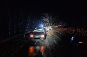 Polizeiinspektion Hameln-Pyrmont/Holzminden: POL-HM: Totalschaden: Zwei Pkw durch herabst&uuml;rzenden Baum zerst&ouml;rt - 3 Personen im Krankenhaus