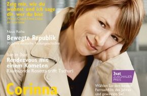 3sat: "Gefälligsein ist was für andere"/ Corinna Harfouch im neuen "3sat TV- & Kulturmagazin" / Das vierteljährlich erscheinende Heft ist ab 19. September im Handel erhältlich