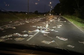 Kreispolizeibehörde Viersen: POL-VIE: Unbekannte warfen Wochenendzeitungen auf die Fahrbahn und verursachten eine Gefahrenstelle - Polizei sucht Zeugen