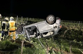 Polizeidirektion Landau: POL-PDLD: BAB65/ Kirrweiler (Pfalz) - Von der Fahrbahn abgekommen und &uuml;berschlagen