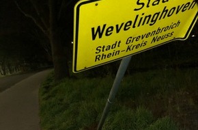 Kreispolizeibehörde Rhein-Kreis Neuss: POL-NE: Netter Versuch - Ortseingangsschild vor Blitzer abmontiert