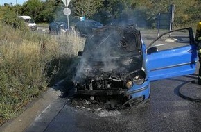 Polizeidirektion Neustadt/Weinstraße: POL-PDNW: Neustadt - B38 - Mußbacher Kreisel - Brand eines PKW