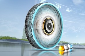 Goodyear Germany GmbH: Auto-Salon Genf 2020 / Der Goodyear reCharge - ein Konzeptreifen der den Reifenwechsel erleichtert: mit individualisierbaren Kapseln, die seine Lauffläche erneuern