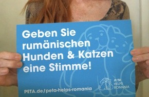 PETA Deutschland e.V.: Andrea Sawatzki für Tiere in Rumänien: Hundefreundin spricht Radiospot für "Peta Helps Romania"- Interview und Fotomotiv mit Appell