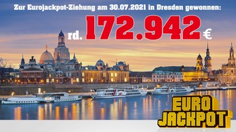 Sächsische Lotto-GmbH: Dresdener gewinnt 172.942 Euro in europaweiter Lotterie / Eurojackpot mit rd. 72 Millionen Euro gefüllt