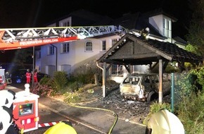 Feuerwehr Iserlohn: FW-MK: Fahrzeugbrand unter Carport