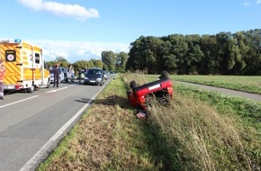 Polizei Coesfeld: POL-COE: Coesfeld, L 581/ Mit dem PKW überschlagen -Fahrerin schwerverletzt-