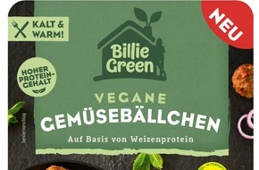 The Plantly Butchers GmbH & Co. KG: Klein, aber oho: die Veganen Gemüsebällchen von Billie Green haben es in sich! / "Fast Good Food" mit 54 % Gemüse