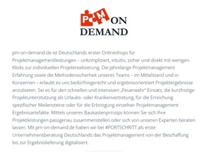 Pressemitteilung: Erster Projektmanagement-Onlineshop in Deutschland gestartet / pm-on-demand.de will die Beschaffung im Projektmanagement revolutionieren