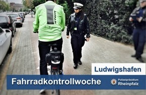 Polizeipräsidium Rheinpfalz: POL-PPRP: Ankündigung Fahrradkontrollwoche in Ludwigshafen