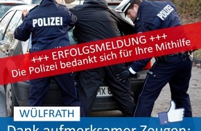 Polizei Mettmann: POL-ME: Dank aufmerksamer Zeugen: Polizei fasst Handtaschenräuber - Wülfrath - 2001002
