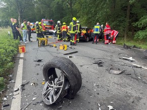 POL-STD: Sechs zum Teil schwerstverletzte Autoinsassen bei Verkehrsunfall auf Landesstraße 124