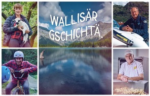 Valais/Wallis Promotion: Wallisär Gschichtä - Ilona (Landwirtin), André (Innovation), Sylvain (Bike) und Benno (Marke Wallis)