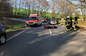 Polizeidirektion Kaiserslautern: POL-PDKL: Motorradfahrer schwer verletzt
