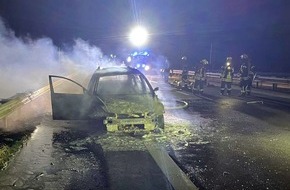 Polizeiinspektion Stade: POL-STD: Hyundai auf der Autobahn 26 ausgebrannt - Polizei sucht bisher unbekannten Fahrer