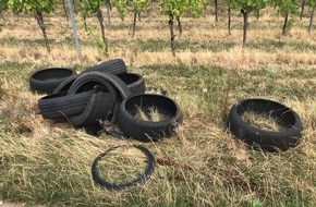 Polizeidirektion Landau: POL-PDLD: Altreifen im Weinberg entsorgt - Zeugen gesucht