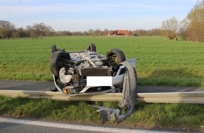 Polizei Coesfeld: POL-COE: Lüdinghausen, Selmer Straße/ Betrunken Auto gefahren, Auto überschlägt sich