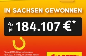 Sächsische Lotto-GmbH: Jackpot-Ausschüttung führt zu hoher Quote für Super-Fünfer: 184.107 Euro gleich viermal in Sachsen gewonnen
