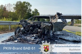 Polizeidirektion Neustadt/Weinstra&szlig;e: POL-PDNW: Polizeiautobahnstation Ruchheim - A 61 wegen PKW-Brand gesperrt