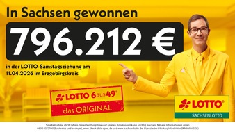 S&auml;chsische Lotto-GmbH: Wieder ein Hochgewinn im Erzgebirge: Ein Lottosechser bringt 796.212 Euro in den Landkreis