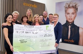 Klier Hair Group GmbH: Zöpfe im Gegenwert von 25.000 Euro gespendet / Friseure in den bundesweiten Salons der Klier Hair Group sammeln weiterhin Haarzöpfe - der erste Erlös ging jetzt an die Kinderkrebshilfe Weseke