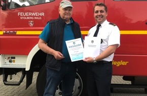 Feuerwehr Stolberg: FW-Stolberg: Hohe Auszeichnung für Stadtbrandinspektor a. D. Bernd Classen