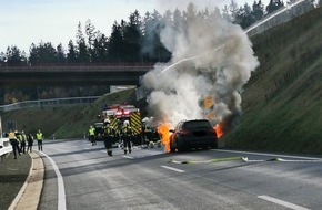 Polizeidirektion Wittlich: POL-PDWIL: PKW Brand auf B 50 neu, Höhe Ortslage Longkamp