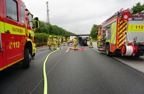 Feuerwehr Ratingen: FW Ratingen: Zwei Verkehrsunfälle auf der Bundesautobahn drei unmittelbar hintereinander