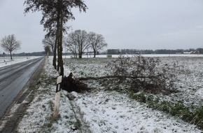 Polizeiinspektion Nienburg / Schaumburg: POL-NI: Verkehrsunfall auf winterglatter Straße zwischen Kreuzkrug und Großenvörde fordert eine leicht verletzte Person