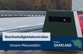 Landespolizeipräsidium Saarland: POL-SL: Geschwindigkeitskontrollen im Saarland / Ankündigung der Kontrollörtlichkeiten und -zeiten 44. KW
