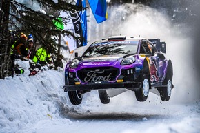 M-Sport Ford beendet erste Schnee-Rallye für den neuen Puma Hybrid Rally1 mit Gus Greensmith auf Rang fünf