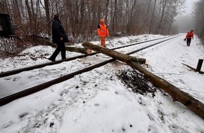 Feuerwehren VG Westerburg: FW VG Westerburg: Umgestürzte Bäume versperrten Bahnstrecke und Straße