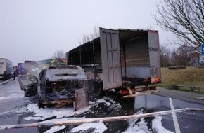 Verkehrsdirektion Mainz: POL-VDMZ: Pkw und Lkw-Anhänger ausgebrannt
