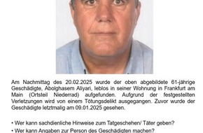 Polizeipräsidium Frankfurt am Main: POL-F: 250703 - 0682 Frankfurt - Niederrad: Gemeinsame Pressemitteilung der Staatsanwaltschaft und des Polizeipräsidiums Frankfurt am Main: