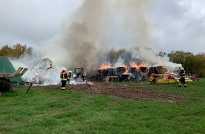 Polizeiinspektion Nordsaarland: POL-Nordsaarland: Brand von Traktor und 300 Heuballen