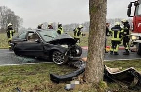 Polizeiinspektion Stade: POL-STD: 49-jähriger BMW-Fahrer bei Unfall in zwischen Essel und Hesedorf schwer verletzt