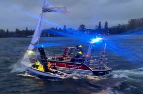 Feuerwehr Radolfzell: FW-Radolfzell: Havariertes Segelboot durch Sturm