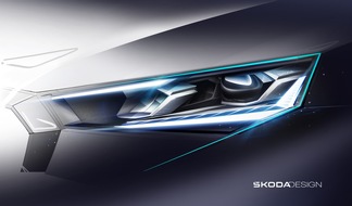 Skoda Auto Deutschland GmbH: Skizzen enthüllen Designdetails der Scheinwerfer des neuen Škoda Scala und Kamiq