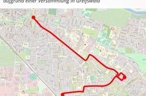 Polizeiinspektion Anklam: POL-ANK: Verkehrseinschränkungen aufgrund einer Versammlung am 1. Mai 2020 in Greifswald