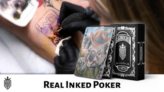 JMW Innovation GmbH: Pokerkarten als Tattoo - 52 Künstler tätowieren 52 Models / Das Real Inked Project ist mit über 100 Teilnehmern die größte Kunst Kollaboration von Tattoo Künstler*innen und Models