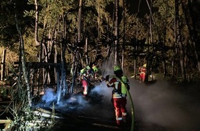 Kreisfeuerwehrverband Pinneberg: FW-PI: Tornesch: Schuppen brennt aus - Feuerwehr schützt zwei Reetdachhäuser