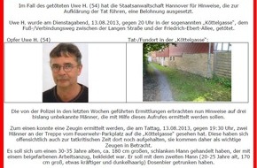 Polizeiinspektion Hameln-Pyrmont/Holzminden: POL-HM: Neue Erkenntnisse im Mordfall Uwe H. / Staatsanwaltschaft setzt Belohnung aus