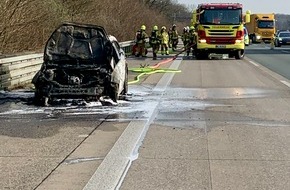 Feuerwehr Ratingen: FW Ratingen: Pkw-Brand auf der Autobahn 3