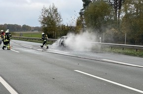 Kreisfeuerwehr Rotenburg (Wümme): FW-ROW: Porsche Panamera gerät in Brand