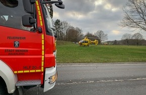 Freiwillige Feuerwehr Menden: FW Menden: Verkehrsunfall auf der Provinzialstraße
