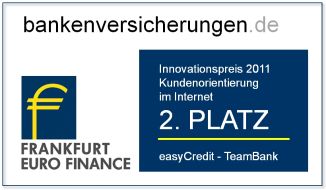 TeamBank AG: easyCredit beim Innovationspreis Retail Banking ausgezeichnet / 
2. Platz in der Kategorie "Kundenorientierung im Internet" (mit Bild)